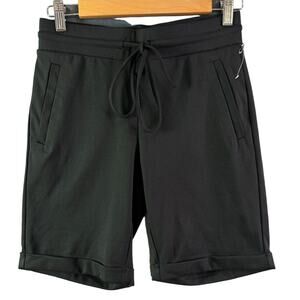 Jones & Co Women's Black Drawstring‎ Shorts XS Faux Pockets Roll Cuff Casual